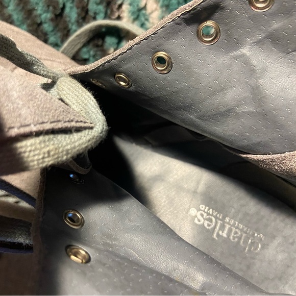 Charles David Gray Suede Lace up Knee High Bootss - Picture 5 of 10